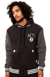 Mitchell & Ness Jacket Brooklyn Nets 2nd Quarter Fleece in Black and Grey