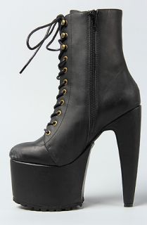 Jeffrey Campbell The Jeffrey Campbell x Human Aliens Go Go Boot in Black Washed Leather