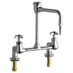 Chicago Faucets 2 Handle Laboratory Faucet in Chrome with 6 in. Rigid/Swing Gooseneck Spout and Vacuum Breaker 947 CP