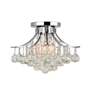 Worldwide Lighting Empire Collection 3 Light Chrome and Crystal Flush Mount W33015C16