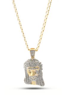 King Ice Gold Micro Jesus Diamond Sterling Silver Necklace