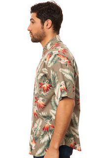 HUF Shirt Birds Of Paradise SS Buttondown in Olive Green