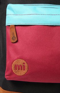 Mi Pac Bag Tri Tone Backpack in Black, Teal & Burgundy