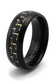 King Ice Black Gold Carbon Fiber Inlay Stainless Steel Ring