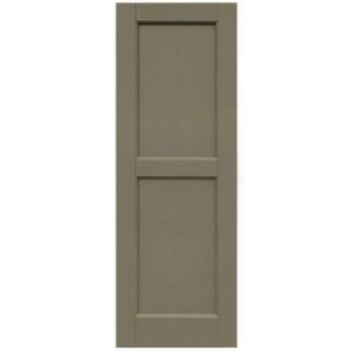 Winworks Wood Composite 15 in. x 43 in. Contemporary Flat Panel Shutters Pair #660 Weathered Shingle 61543660