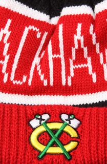 47 Brand Hats The Chicago Blackhawks Calgary Pom Beanie in Red Black