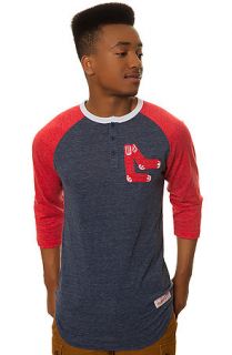 Mitchell & Ness Shirt Boston Red Sox Hustle Play Henley in Blue