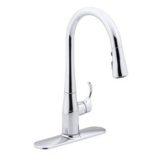 KOHLER Simplice 1  or 3 Hole Single Handle Pull Down Sprayer Kitchen Faucet in Polished Chrome K 597 CP