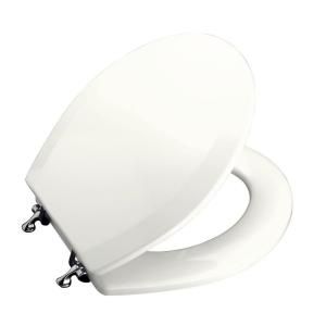 KOHLER Triko Molded Toilet Seat, Round, Closed front with Cover and Polished Chrome Hinge in White K 4726 T 0