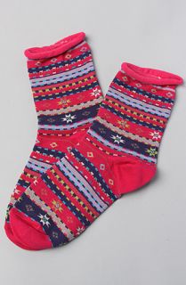 *Accessories Boutique Sock Snowflake Ankle in Fuchsia