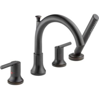 Delta Trinsic 2 Handle Deck Mount Roman Tub Faucet Trim Only with Hand Shower in Venetian Bronze (Valve not included) T4759 RB