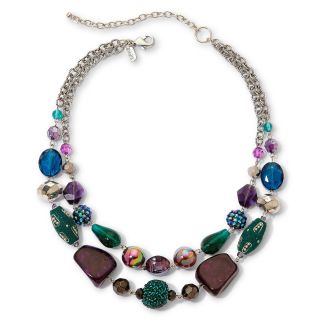 Aris by Treska Teal & Purple Chunky Bead Double Strand Necklace, Womens