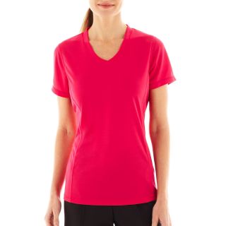 Made For Life Short Sleeve Seamed Mesh Tee, Bright Rose, Womens