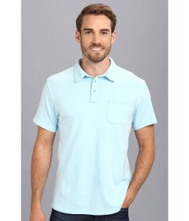 Lucky Brand Double Knit Polo Mens Short Sleeve Pullover (Blue)