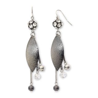 Mixed Metal & Crystal Teardrop Dangle Earrings, Grey