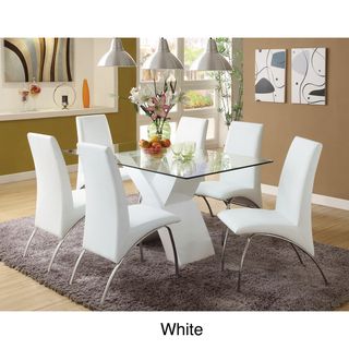 Furniture Of America Chambers 7 piece Contemporary Glass Top Dining Set