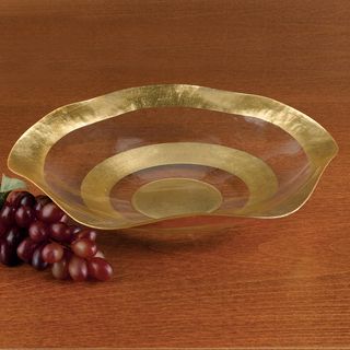 Gold Leaf 19 inch Glass Wave Bowl