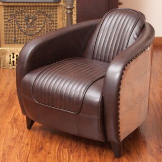 Home Loft Concept Manado Channeled Leather and Metal Club Chair W2158329