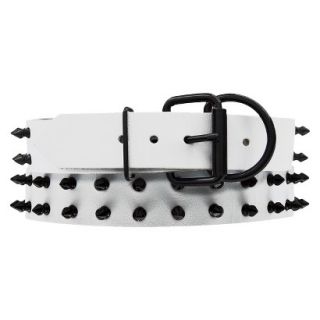 Platinum Pets White Genuine Leather Dog Collar with Spikes   Black (20 24)