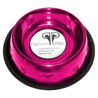 Platinum Pets Stainless Steel Embossed Non Tip Dog Bowl   Raspberry (7 Cup)