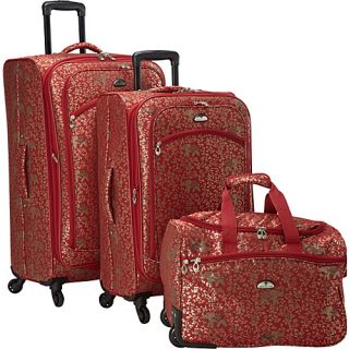 Budapest 3 Piece Spinner Luggage Set EXCLUSIVE Metalic Red   Amer