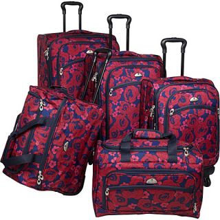 Red Rose 5 Piece Spinner Set Red   American Flyer Luggage Sets