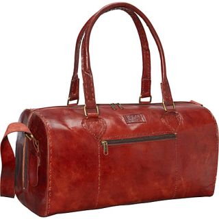 Red Round Duffle Bag Red   Sharo Leather Bags Travel Duffels