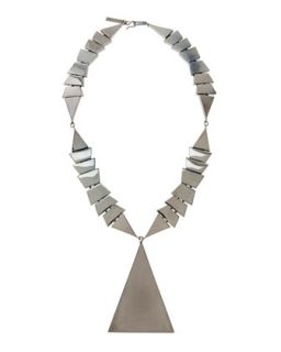Scaled Triangle Pendant Necklace, Gunmetal