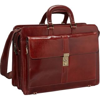 Luxurious Italian Leather Laptop Briefcase Brown   Mancini