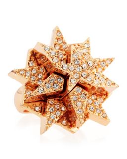 Pave Layered Star Ring, Rose Golden, Size 7