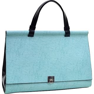 Classic Faux Leather Briefcase Blue/Black   Dasein Ladies Business