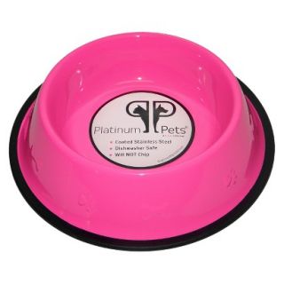 Platinum Pets Stainless Steel Embossed Non Tip Dog Bowl   Pink (2 Cup)