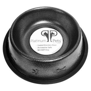 Platinum Pets Stainless Steel Embossed Non Tip Dog Bowl   Silver Vein (2 Cup)