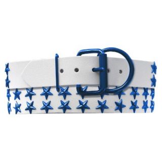 Platinum Pets White Genuine Leather Dog Collar with Stars   Blue ( 20 24)
