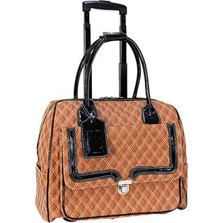 Quilted 15.6 Laptop Rollerbrief Cognac   Cabrelli Wheeled Business Cas