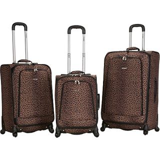 3 Piece Monte Carlo Spinner Luggage Set Leopard   Rockland Lugg