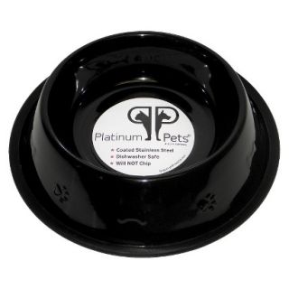Platinum Pets Stainless Steel Embossed Non Tip Dog Bowl   Black (4 Cup)