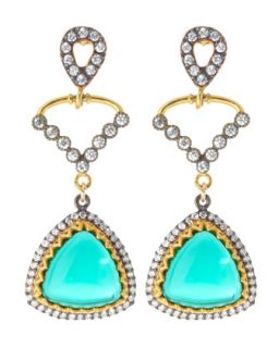 Green Cabochon Triangle Earrings