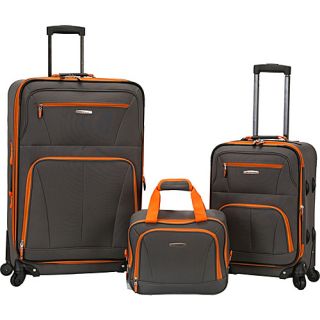 Pasadena 3 pc Spinner Set Charcoal   Rockland Luggage Luggage