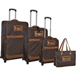 Quilted Collection Spinner 4pc Luggage Set Brown   Adrienne V