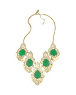 Valora Five Station Necklace, Frosted Green