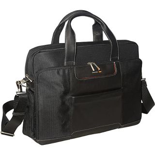 Slim Laptop/ Tablet Briefcase Black   Mancini Leather Good