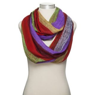 Wide Striped Infinity Scarf   Red