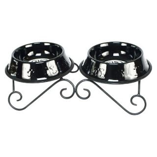 Platinum Pets Scroll Double Feeder with Two Stainless Steel Embossed Non Tip