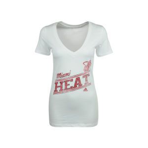 Miami Heat adidas NBA Womens White Hot V Neck T Shirt
