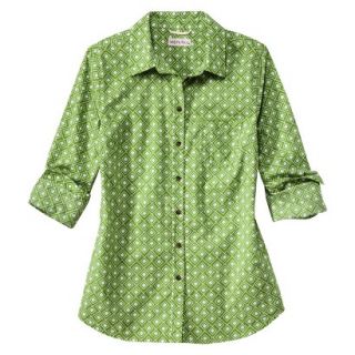 Merona Womens Favorite Button Down Shirt   Lawn   Green Print   L
