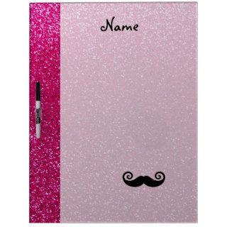 Curly mustache neon hot pink glitter Dry Erase whiteboard