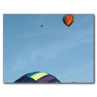 Hot air balloons, with parachute post cards