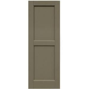 Winworks Wood Composite 15 in. x 42 in. Contemporary Flat Panel Shutters Pair #660 Weathered Shingle 61542660