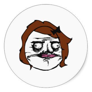 Brown Female Me Gusta Comic Rage Face Meme Round Sticker